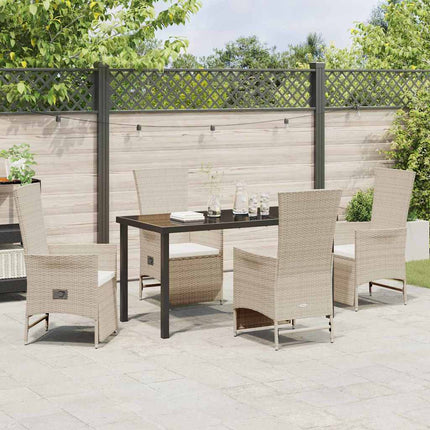 Trädgårdsmöbelset med kudde 5 pcs Beige konstrotting
