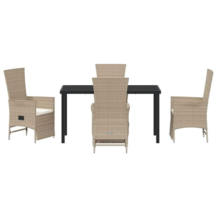 Trädgårdsmöbelset med kudde 5 pcs Beige konstrotting