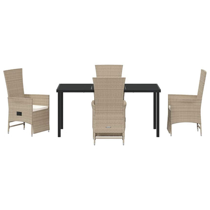 Trädgårdsmöbelset med kudde 5 pcs Beige konstrotting