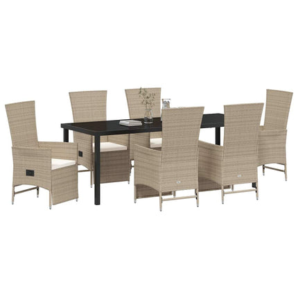 Trädgårdsmöbelset med kudde 7 pcs Beige konstrotting