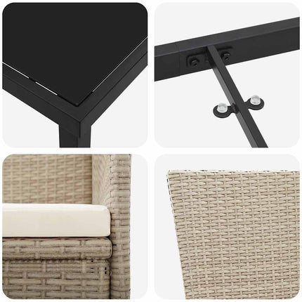 Trädgårdsmöbelset med kudde 9 pcs Beige konstrotting