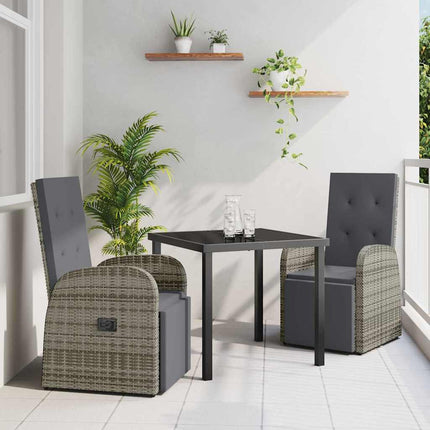 Trädgårdsmöbelset med kudde 3 pcs Grå konstrotting