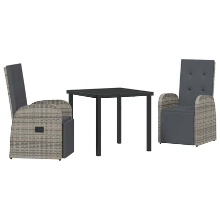 Trädgårdsmöbelset med kudde 3 pcs Grå konstrotting