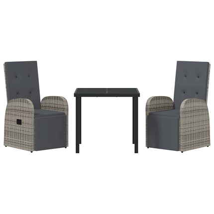 Trädgårdsmöbelset med kudde 3 pcs Grå konstrotting