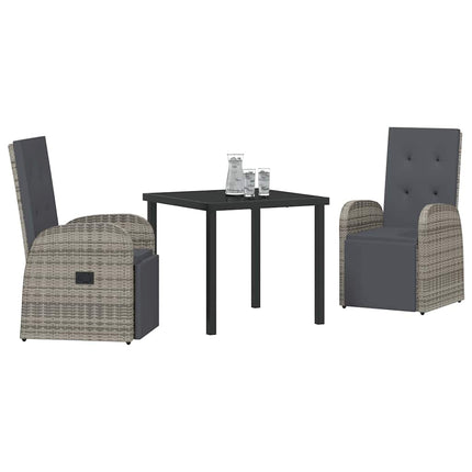 Trädgårdsmöbelset med kudde 3 pcs Grå konstrotting