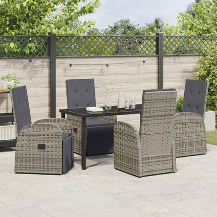 Trädgårdsmöbelset med kudde 5 pcs Grå konstrotting
