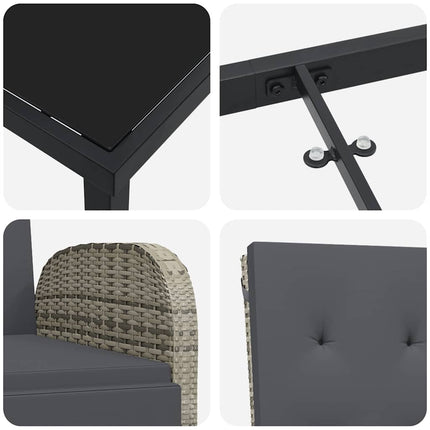 Trädgårdsmöbelset med kudde 5 pcs Grå konstrotting