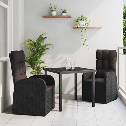 Trädgårdsmöbelset med kudde 3 pcs Svart konstrotting