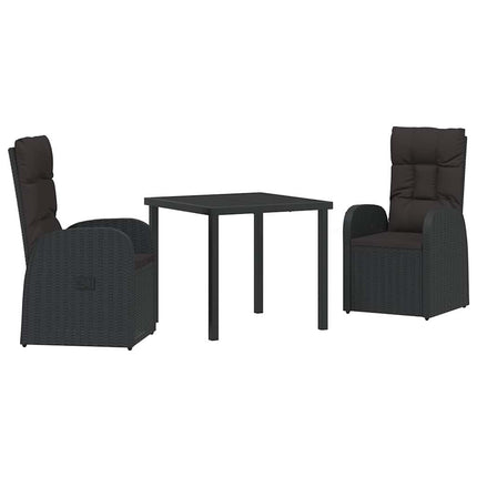 Trädgårdsmöbelset med kudde 3 pcs Svart konstrotting