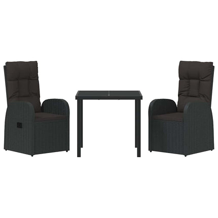 Trädgårdsmöbelset med kudde 3 pcs Svart konstrotting