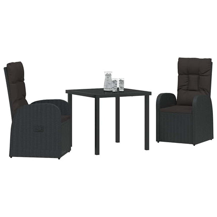 Trädgårdsmöbelset med kudde 3 pcs Svart konstrotting