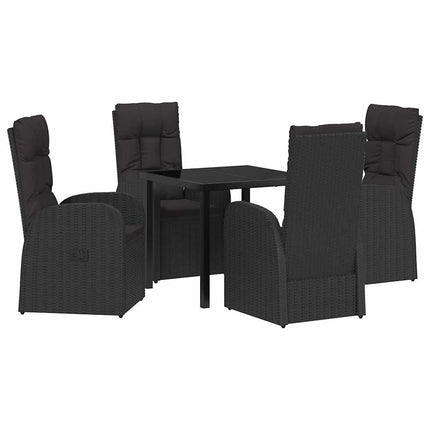 Trädgårdsmöbelset med kudde 5 pcs Svart konstrotting