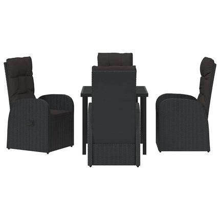 Trädgårdsmöbelset med kudde 5 pcs Svart konstrotting