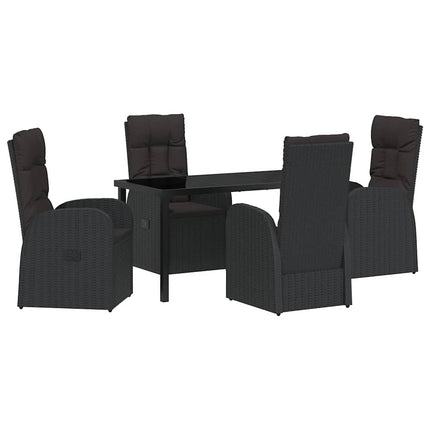 Trädgårdsmöbelset med kudde 5 pcs Svart konstrotting
