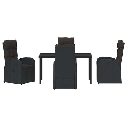 Trädgårdsmöbelset med kudde 5 pcs Svart konstrotting