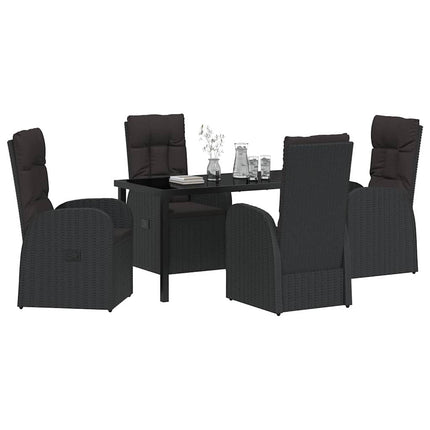 Trädgårdsmöbelset med kudde 5 pcs Svart konstrotting