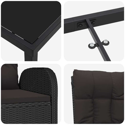 Trädgårdsmöbelset med kudde 5 pcs Svart konstrotting