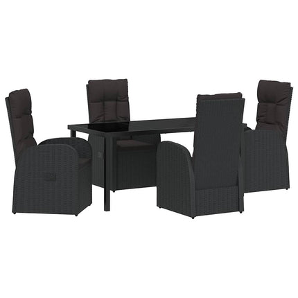 Trädgårdsmöbelset med kudde 5 pcs Svart konstrotting