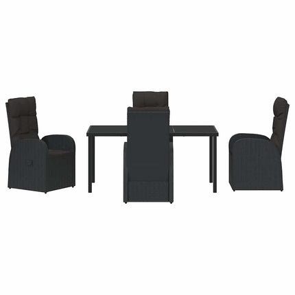 Trädgårdsmöbelset med kudde 5 pcs Svart konstrotting