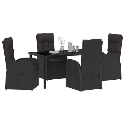 Trädgårdsmöbelset med kudde 5 pcs Svart konstrotting