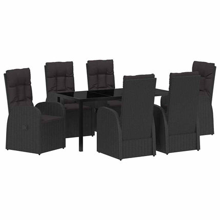 Trädgårdsmöbelset med kudde 7 pcs Svart konstrotting