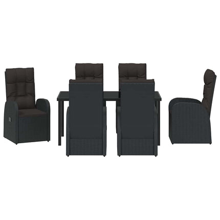 Trädgårdsmöbelset med kudde 7 pcs Svart konstrotting