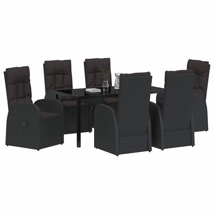 Trädgårdsmöbelset med kudde 7 pcs Svart konstrotting