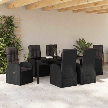 Trädgårdsmöbelset med kudde 7 pcs Svart konstrotting
