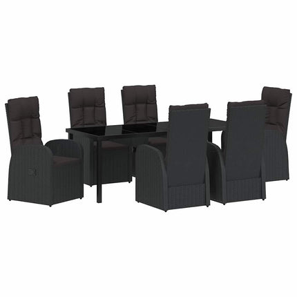 Trädgårdsmöbelset med kudde 7 pcs Svart konstrotting