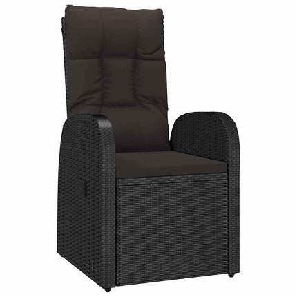 Trädgårdsmöbelset med kudde 9 pcs Svart konstrotting