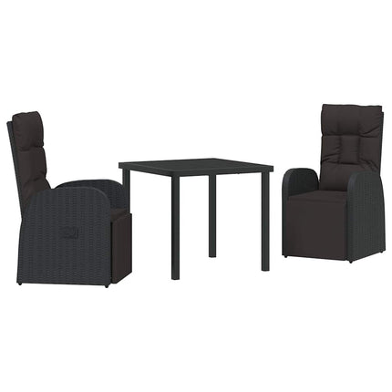 Trädgårdsmöbelset med kudde 3 pcs Svart konstrotting