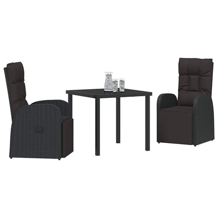 Trädgårdsmöbelset med kudde 3 pcs Svart konstrotting