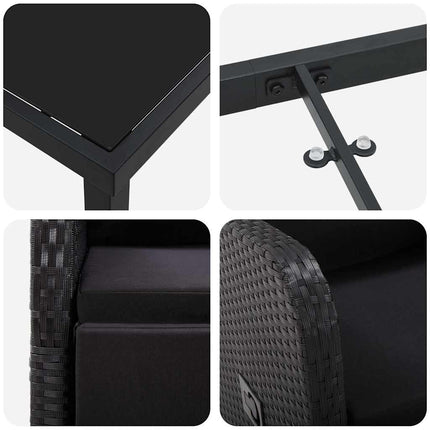 Trädgårdsmöbelset med kudde 5 pcs Svart konstrotting
