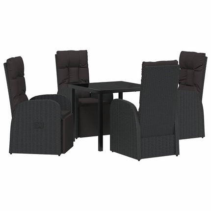 Trädgårdsmöbelset med kudde 5 pcs Svart konstrotting