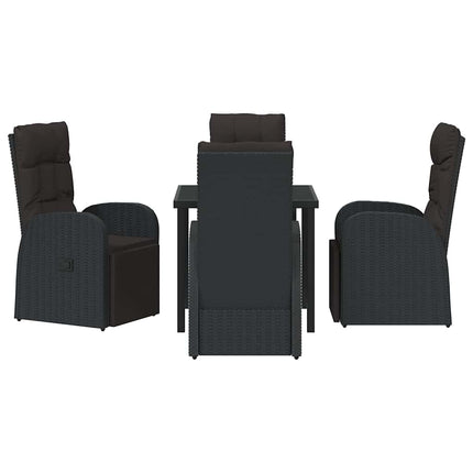 Trädgårdsmöbelset med kudde 5 pcs Svart konstrotting