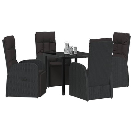Trädgårdsmöbelset med kudde 5 pcs Svart konstrotting