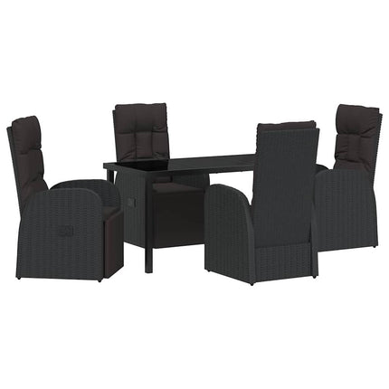 Trädgårdsmöbelset med kudde 5 pcs Svart konstrotting