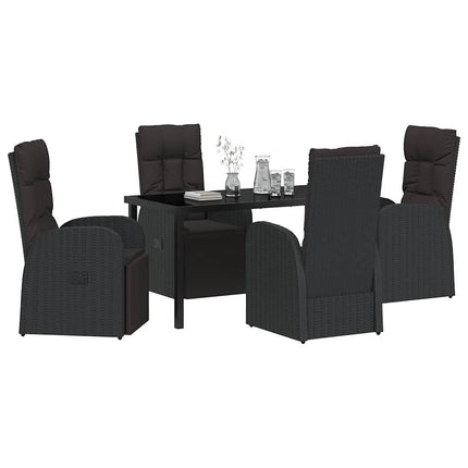 Trädgårdsmöbelset med kudde 5 pcs Svart konstrotting