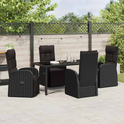 Trädgårdsmöbelset med kudde 5 pcs Svart konstrotting