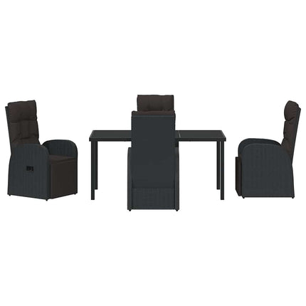 Trädgårdsmöbelset med kudde 5 pcs Svart konstrotting