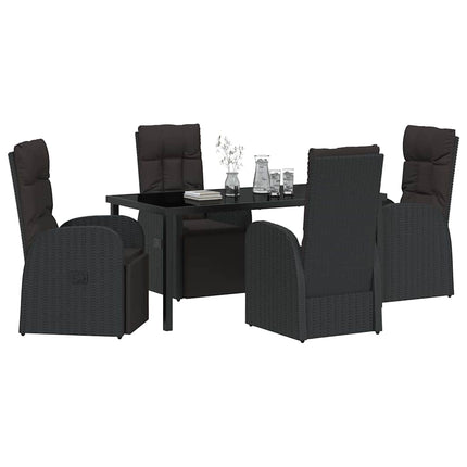 Trädgårdsmöbelset med kudde 5 pcs Svart konstrotting