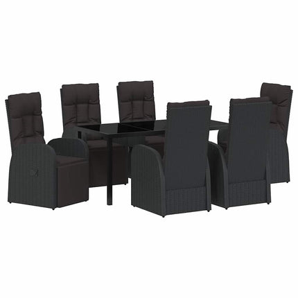 Trädgårdsmöbelset med kudde 7 pcs Svart konstrotting