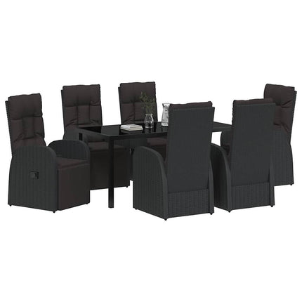 Trädgårdsmöbelset med kudde 7 pcs Svart konstrotting