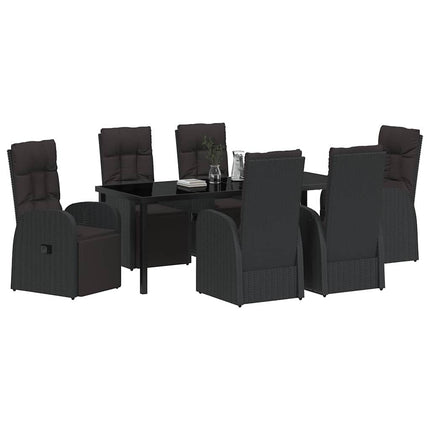 Trädgårdsmöbelset med kudde 7 pcs Svart konstrotting