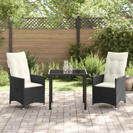 Trädgårdsmöbelset med kudde 3 pcs Svart konstrotting