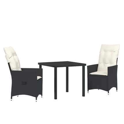 Trädgårdsmöbelset med kudde 3 pcs Svart konstrotting