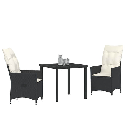 Trädgårdsmöbelset med kudde 3 pcs Svart konstrotting
