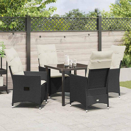 Trädgårdsmöbelset med kudde 5 pcs Svart konstrotting