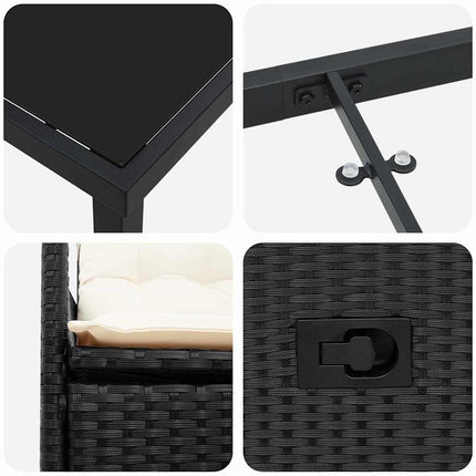 Trädgårdsmöbelset med kudde 5 pcs Svart konstrotting