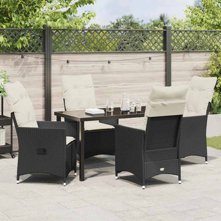 Trädgårdsmöbelset med kudde 5 pcs Svart konstrotting
